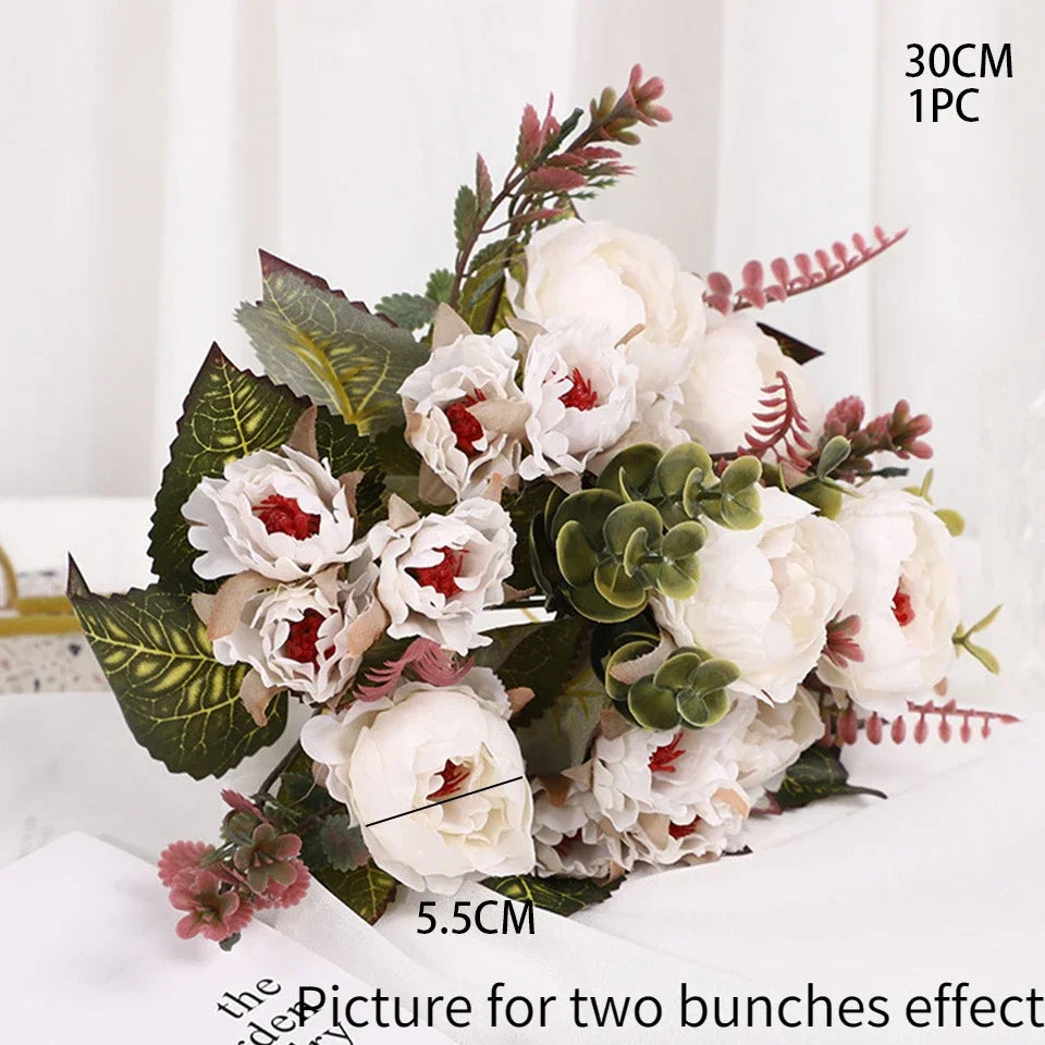 1pcs/30cm Rose Pink Silk Bouquet Peony Artificial Flower  Bride Wedding Home Decoration Artificial Flower Wedding Home Decor