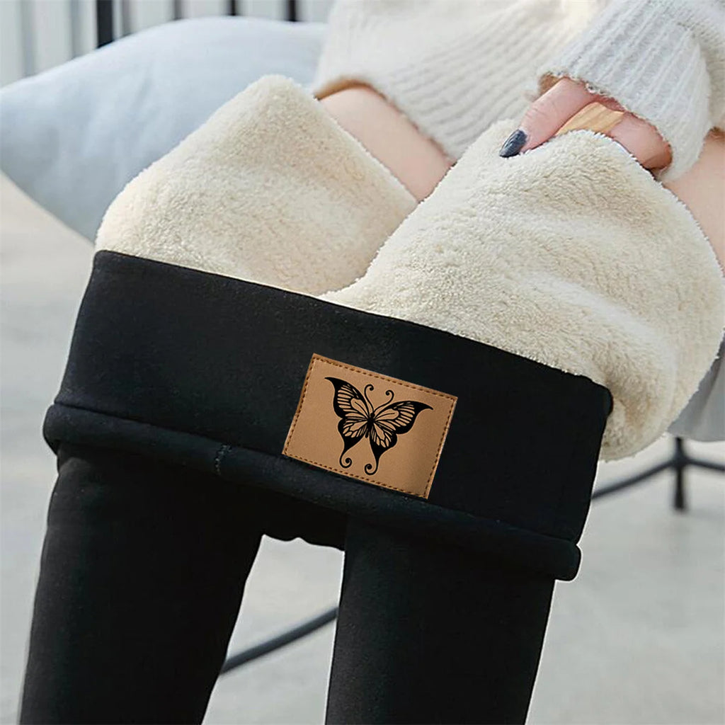Winter Women Leggings Solid Warm Leggings Thicken Lambwool Hight Waist Fleece Keep Butt Lift High Stretchy Walking Pants Pocket