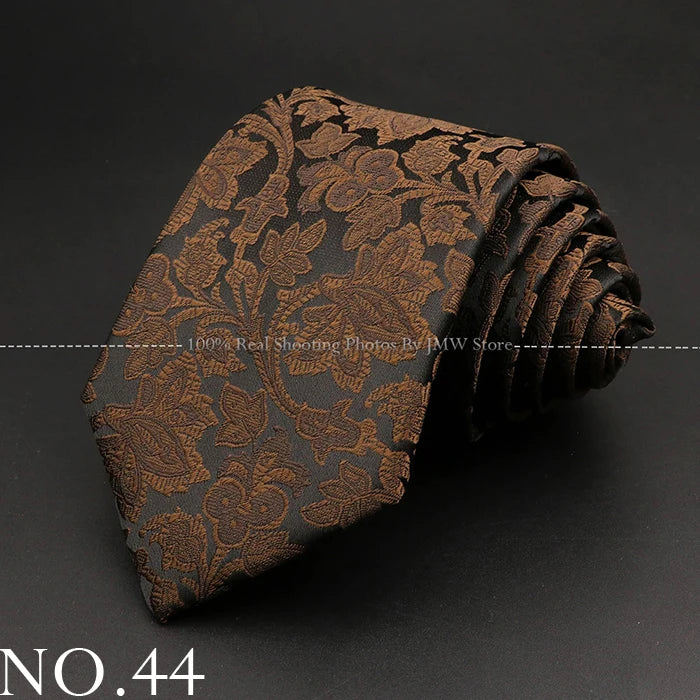 New Design Wedding Men Tie Brown Solid Striped Paisley Flower Neckties Men Business Dropshipping Groom Collar Accessories Gift