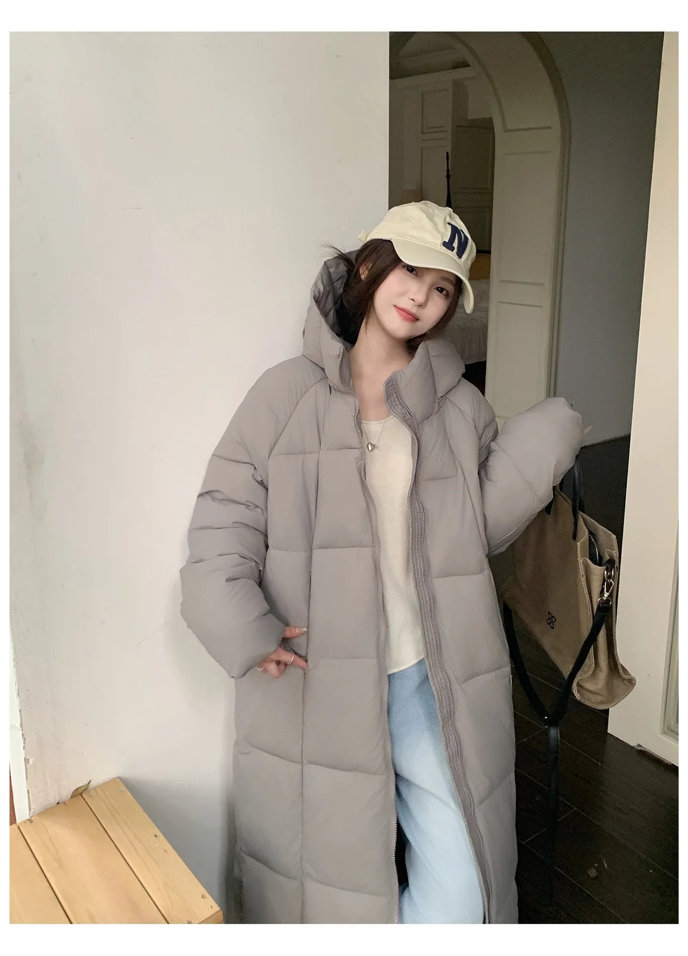 Long Coats Parkas Women Loose Zipper Hooded Jacket Thick Warm Casual Full Sleeve Elegant Spliced Jackets Autumn Winter