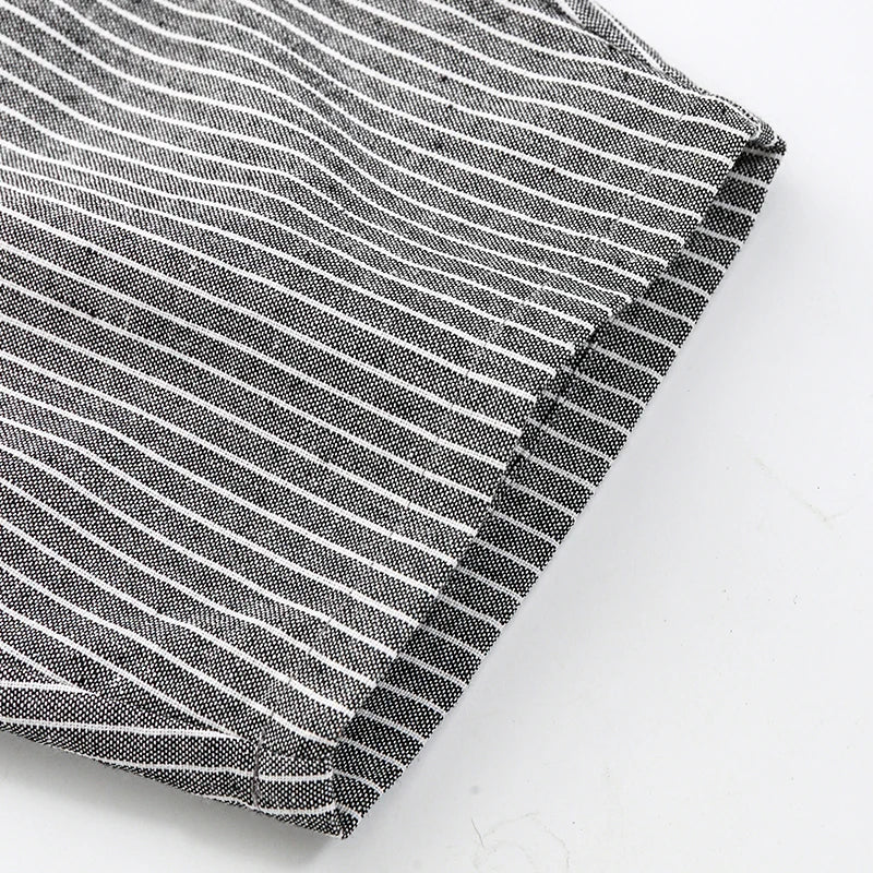 Children's Retro Striped Cotton And Linen Pant Spring Autumn New Japanese Boys And Girls Casual Loose Wide-Leg Pants WTP122