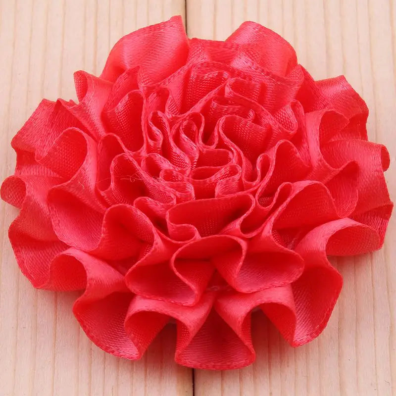 10PCS 5.5CM  Satin Artificial Lace Fabric Wedding Dress  Chiffon Flowers Bride Clothes Headwear Decoration
