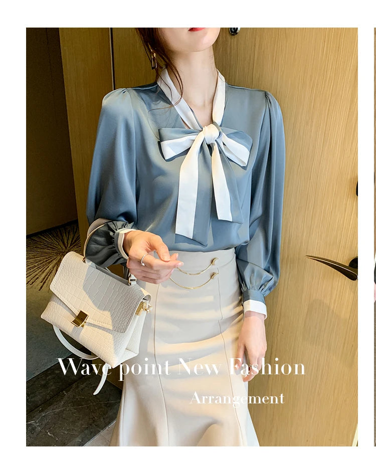 Elegant Office Blouses Women Chiffon Autumn Winter Korean Fashion Casual Streetwear Blusas Mujer Puff Sleeve Ladies Tops Shirts