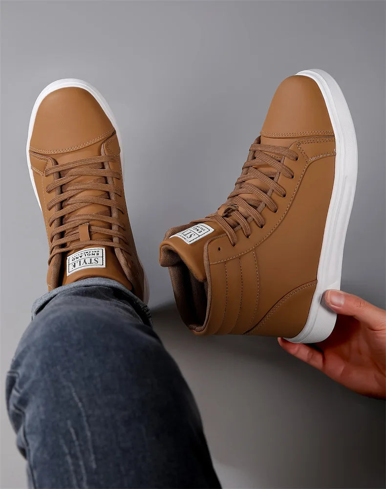2025 Spring Fashion Red Men's Sneakers High Top Skateboarding Shoes for Men Women Comfortable Unisex Leather Sneakers Size 35-46