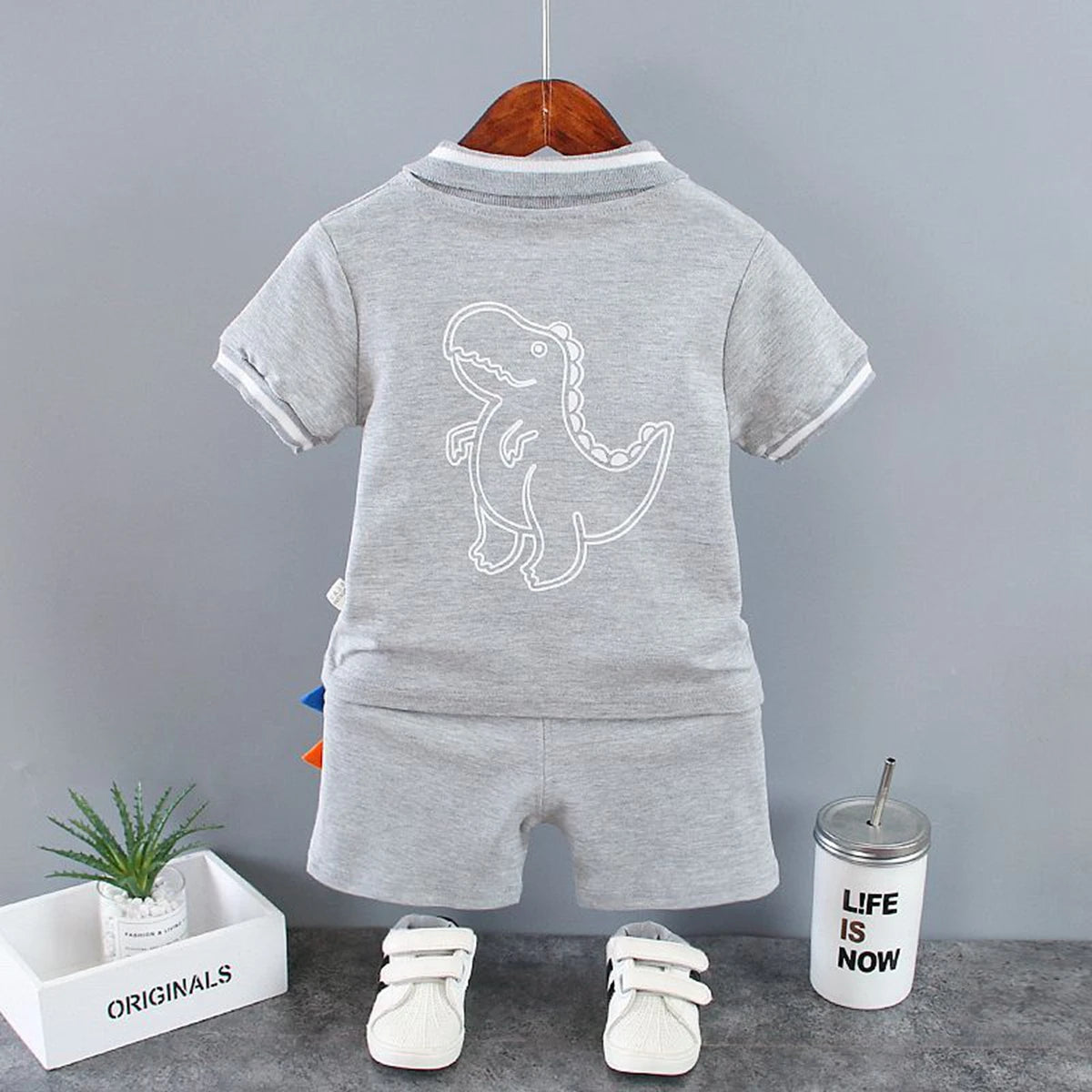 New Baby Boy Clothes Suits Summer Baby Clothes Set Print Dinosaur T-shirts+Pant 2pcs/Suit Infant Outfits Kids Girls Clothes Sets