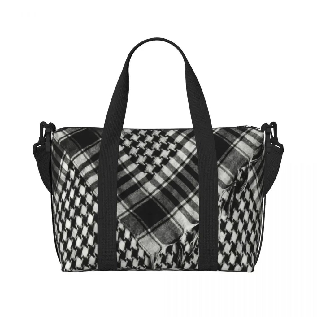 Custom Arabic Calligraphy Name With Palestinians Flag Hand Grocery Tote Shopping Bag Women Large Capacity Beach Gym Travel Bags