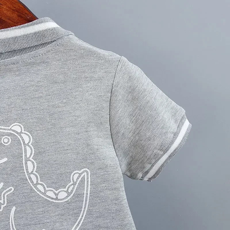 Summer Kids Outfits Baby Boys Clothes Set Dinosaur Printed Turn-down Collar T-Shirts Tops+ Shorts 2PCS/Suit Infant Clothing Sets