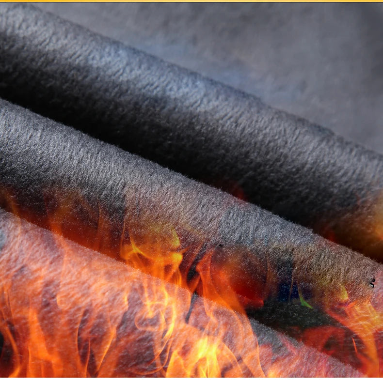 Winter Fashion Thermal Mens Casual Pants Fleece Lined Straight  Business Trousers Versatile Black Gray Blue Brand Trousers