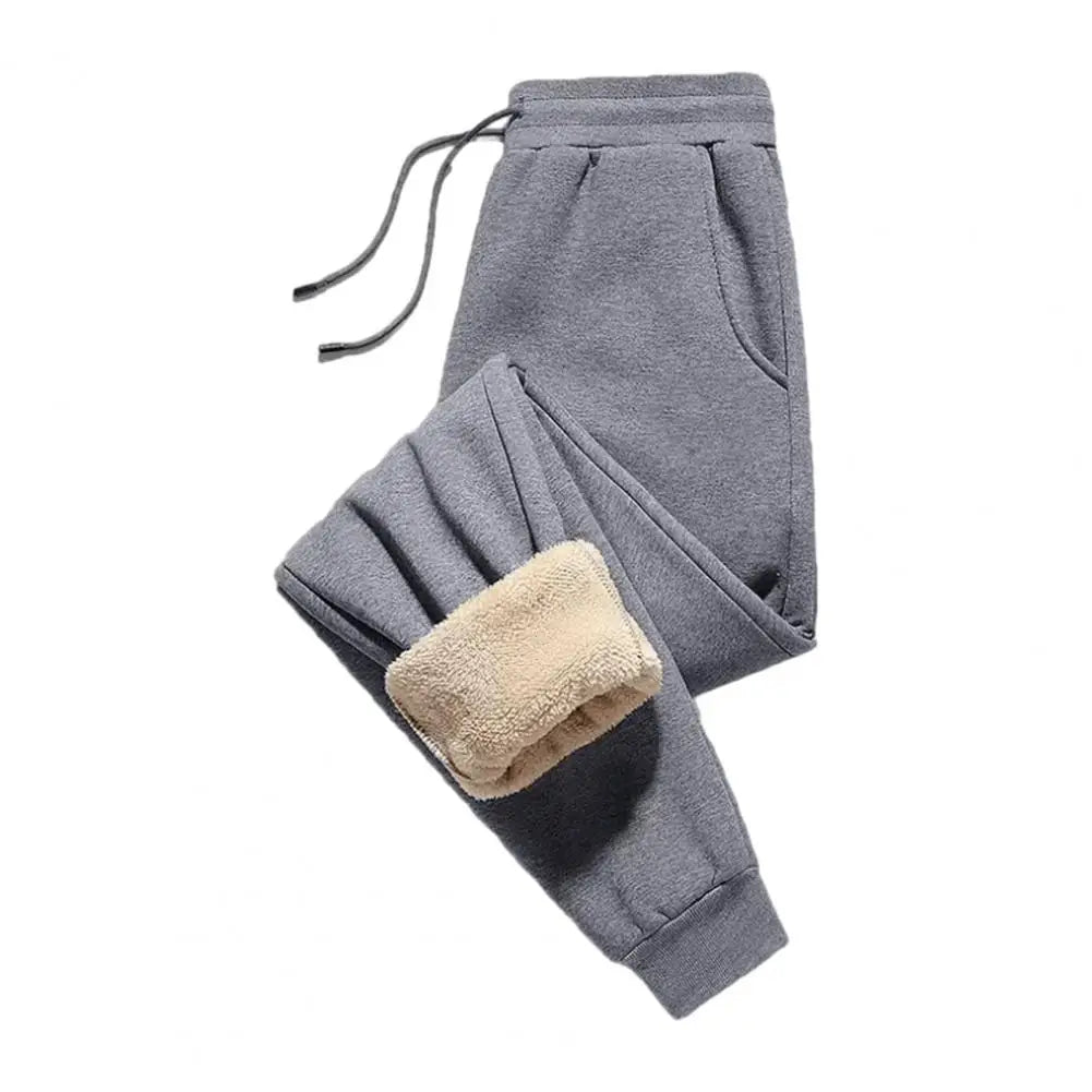 Winter Lambswool Warm Casual Pants Thick Plush Drawstring Men Sweatpants Fitness Jogging Pants Men Fleece Straight Trousers