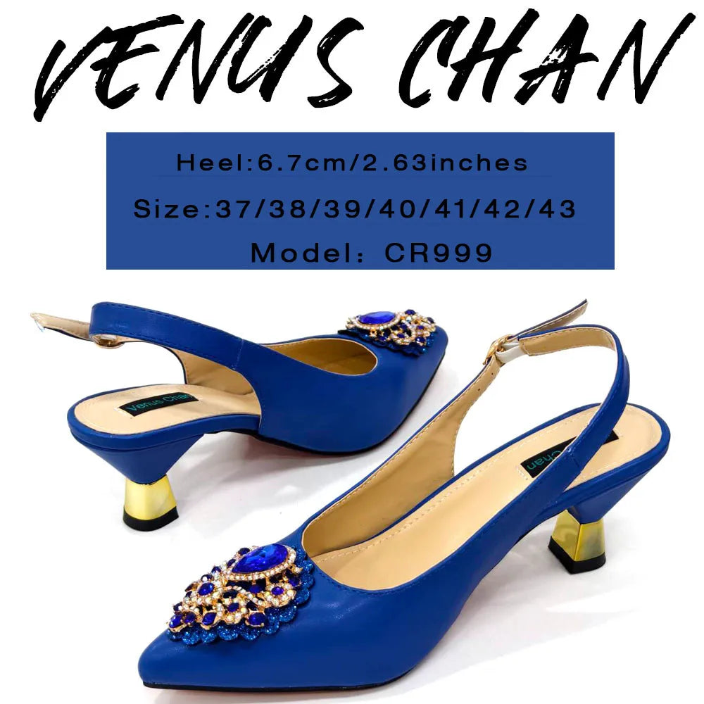 Italian 2024 Fashion Design Diamond Chain Full Diamond Bag And Pointed High Heels Noble And Generous Decoration Full Diamond
