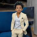 Kids' Orange Single-Breasted Suit (Jacket + Trousers) – Stylish Slim Fit, Perfect for Weddings & Cocktail Parties