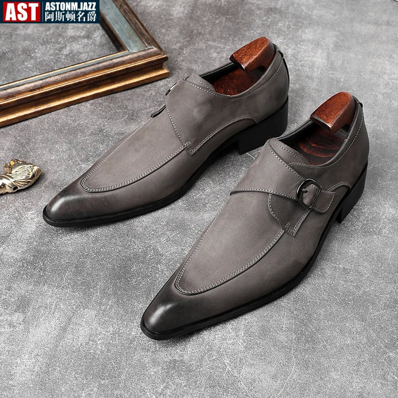 Men's Luxury Suede Cowhide Loafers – British Trend Handmade Business Shoes