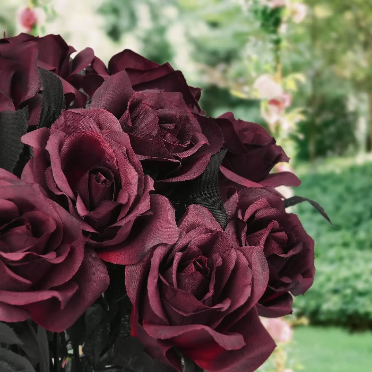 Halloween Decoration Burgundry Dahlia Black Artificial Flower Branch Arrangement Materials Fake Flower Table Home Party Decor