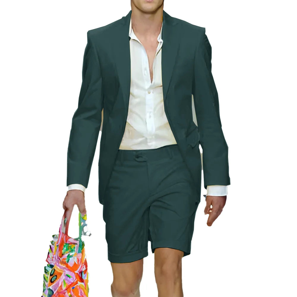 Fashion Yellow Suit for Mens Summer Jacket Shorts Suit 2 Piece Set Wedding Groom Tuxedo Formal Blazer Customized
