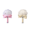 1PC Cheapest PE Rose Bridesmaid Wedding Foam Flowers Rose Bridal Bouquet Ribbon Fake Wedding Bouquet