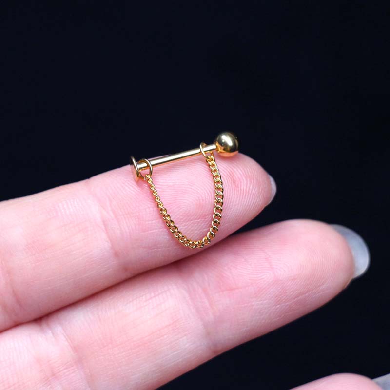 2PCS  New Stainless Steel Lip Piercing Chain Labret Lip Stud  Straight Bar In The Lips Labial Piercing Trendy Body Jewelry