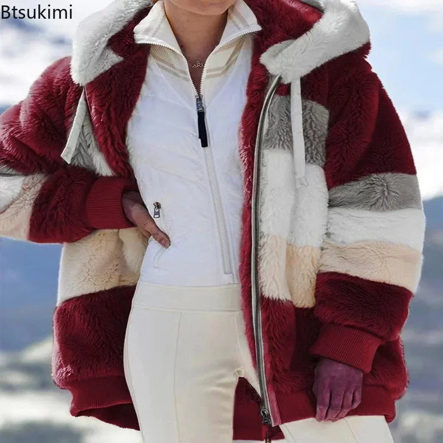 2025 Women's Warm Coats Jackets for Autumn Winter Long Jacket Warm Thick Fleece Faux Fur Coat Plush Teddy Woman Fur Coat Female