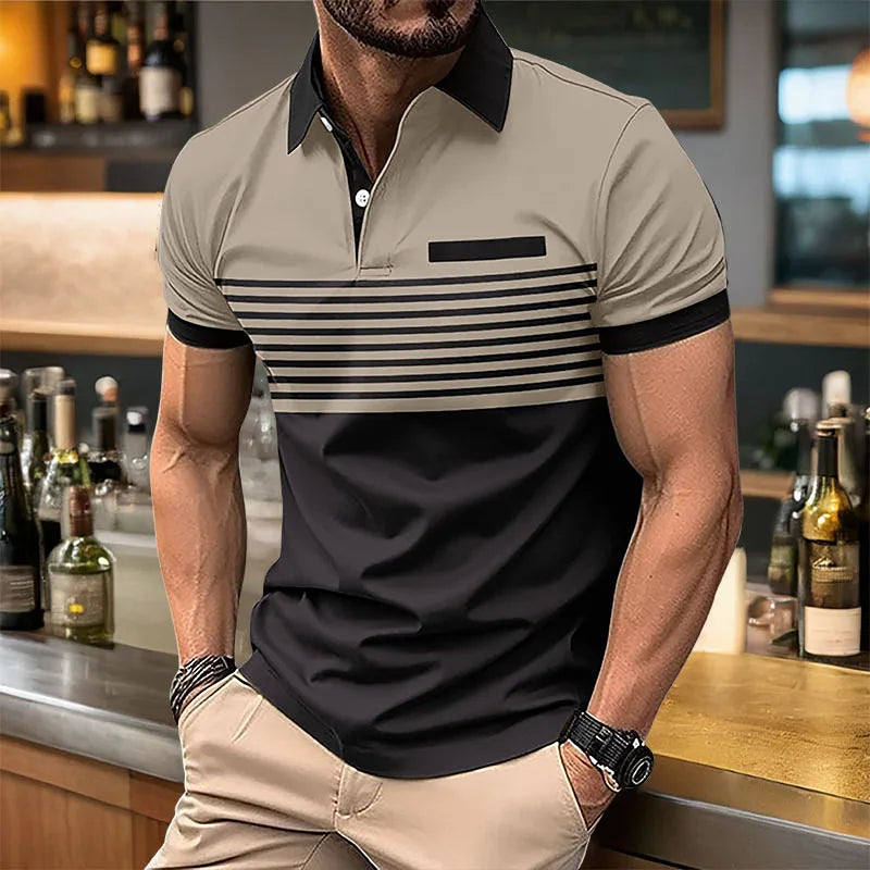 Summer Men's Short sleeved Polo Shirt Business Casual Collar T-shirt Plus Size Breathable Top European and American Plus size