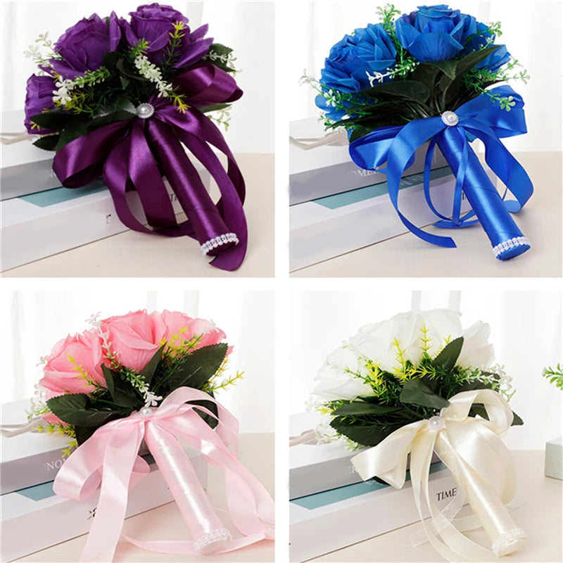 Bridal Flower Bouquet Wedding Supplies Artificial Silk Rose Peony Flower Wedding Bouquet Orchid Quality Bouquets