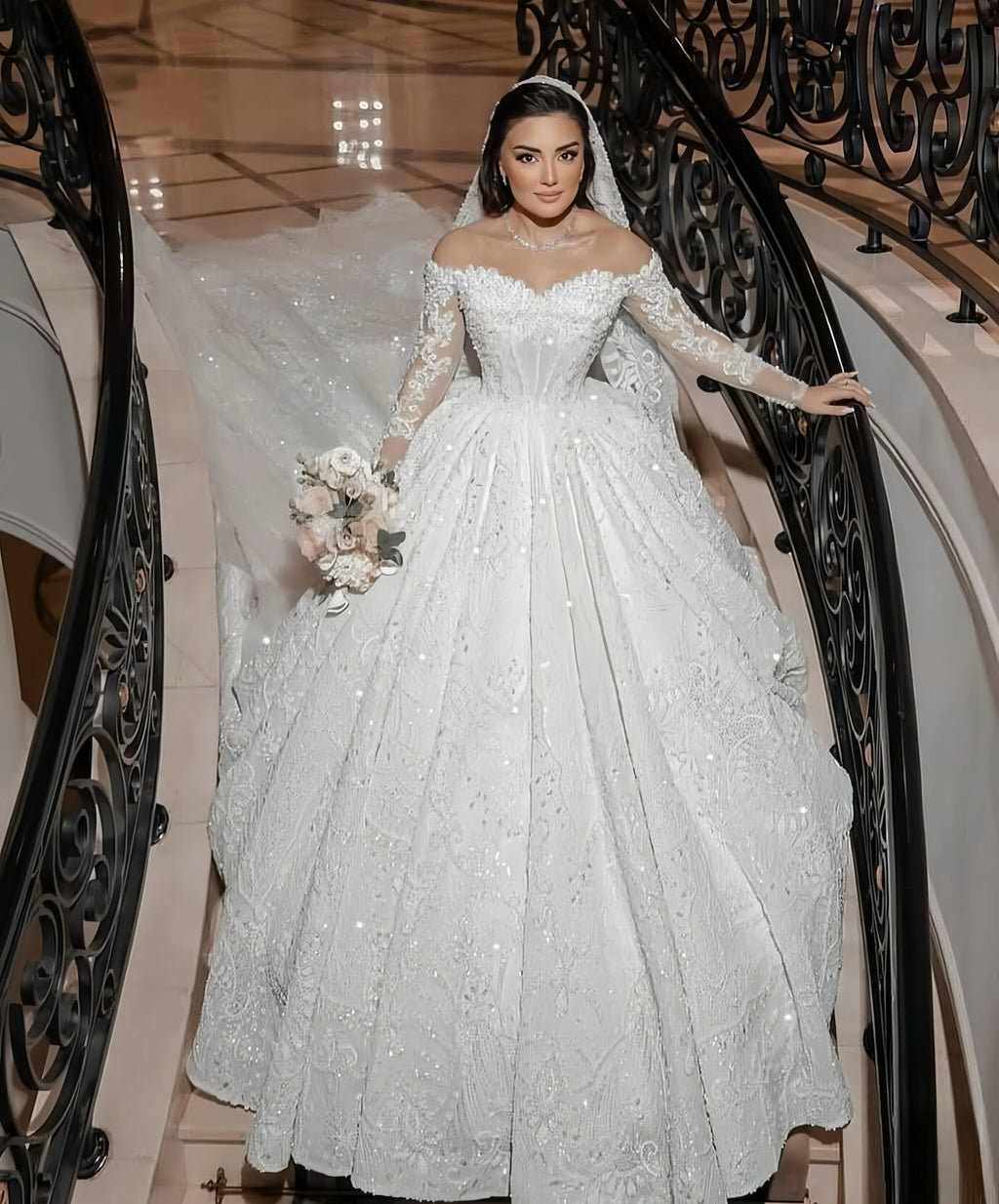 Customized Luxurious Wedding Dress Organza With Embroidery Bead Princess Ballgown O-Neck Bride Dress Vestido de novia 2025
