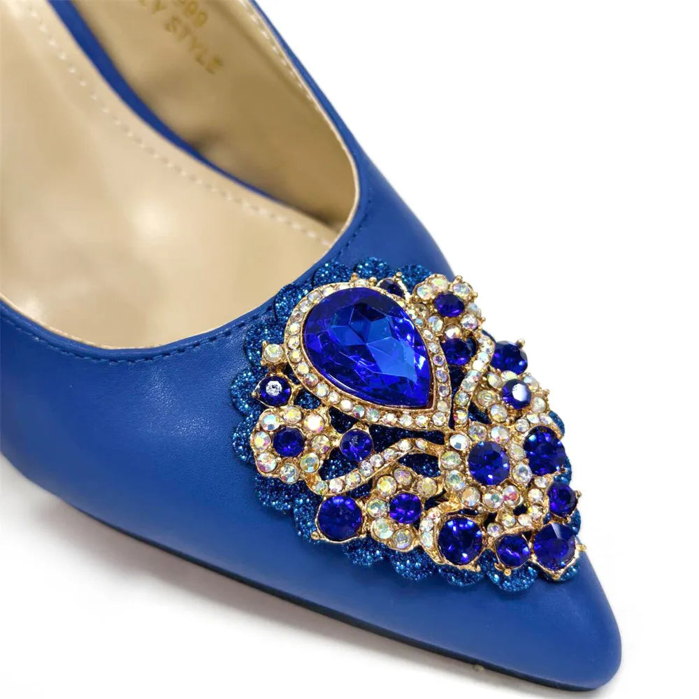 Italian 2024 Fashion Design Diamond Chain Full Diamond Bag And Pointed High Heels Noble And Generous Decoration Full Diamond