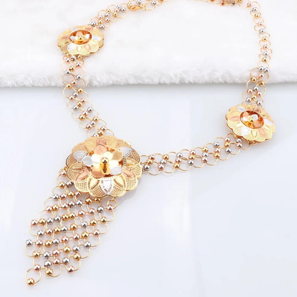 Indian Jewelry Set Colorful Bridal Wedding Ethiopia Dubai Nigerian African Necklace Earrings Bracelet Ring Jewellery Set