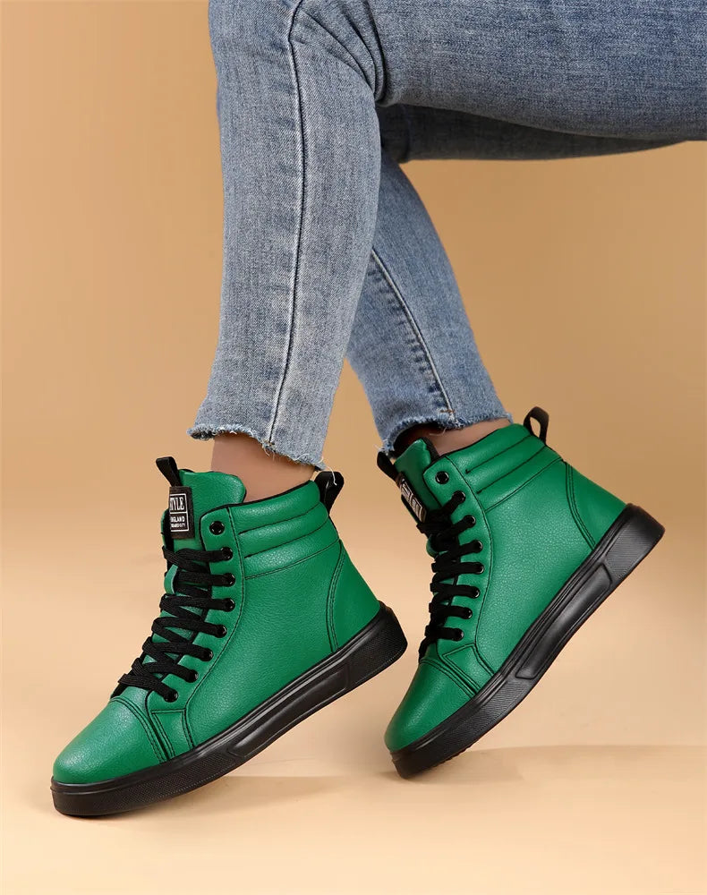 2025 Spring Fashion Red Men's Sneakers High Top Skateboarding Shoes for Men Women Comfortable Unisex Leather Sneakers Size 35-46