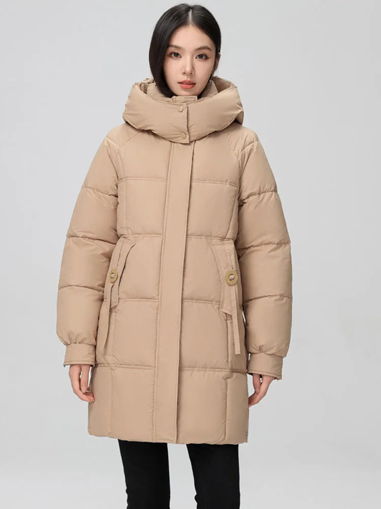2024 New Winter Women Jacket Mid Long Hooded Parka Cotton Padded Jacket Female Parkas  Loose Casual Warm Outwear Snow Wear Coats