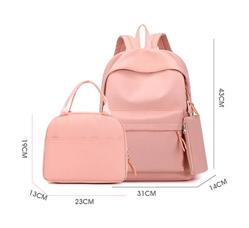 3pcs/Set Hello Kitty Backpack with Lunch Bag for Teenagers Student School Bags Casual Comfortable Travel Set