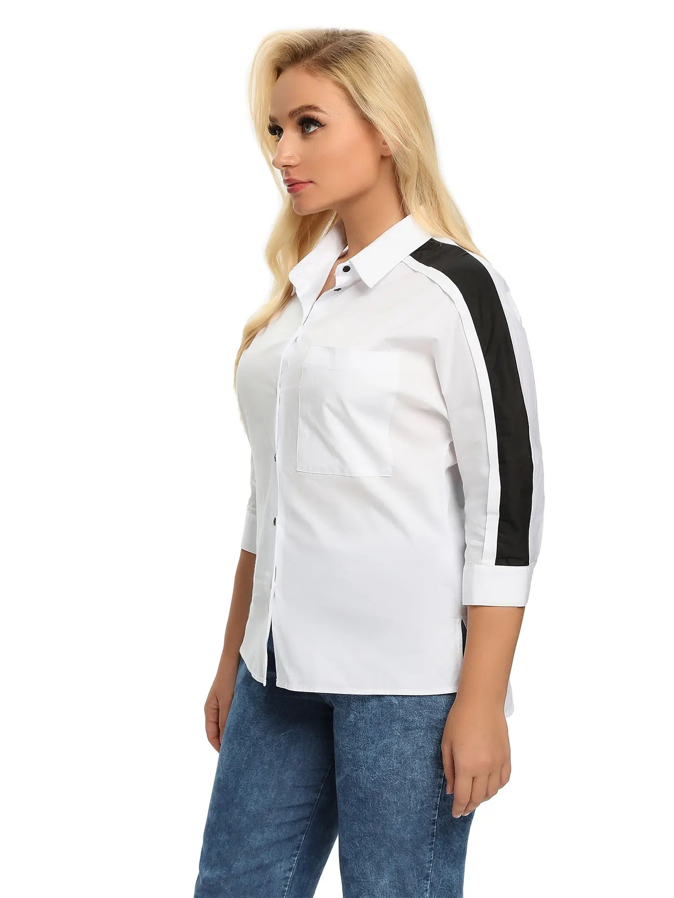 Women Plus Size Woven Spring And Autumn Fashionable Shirt