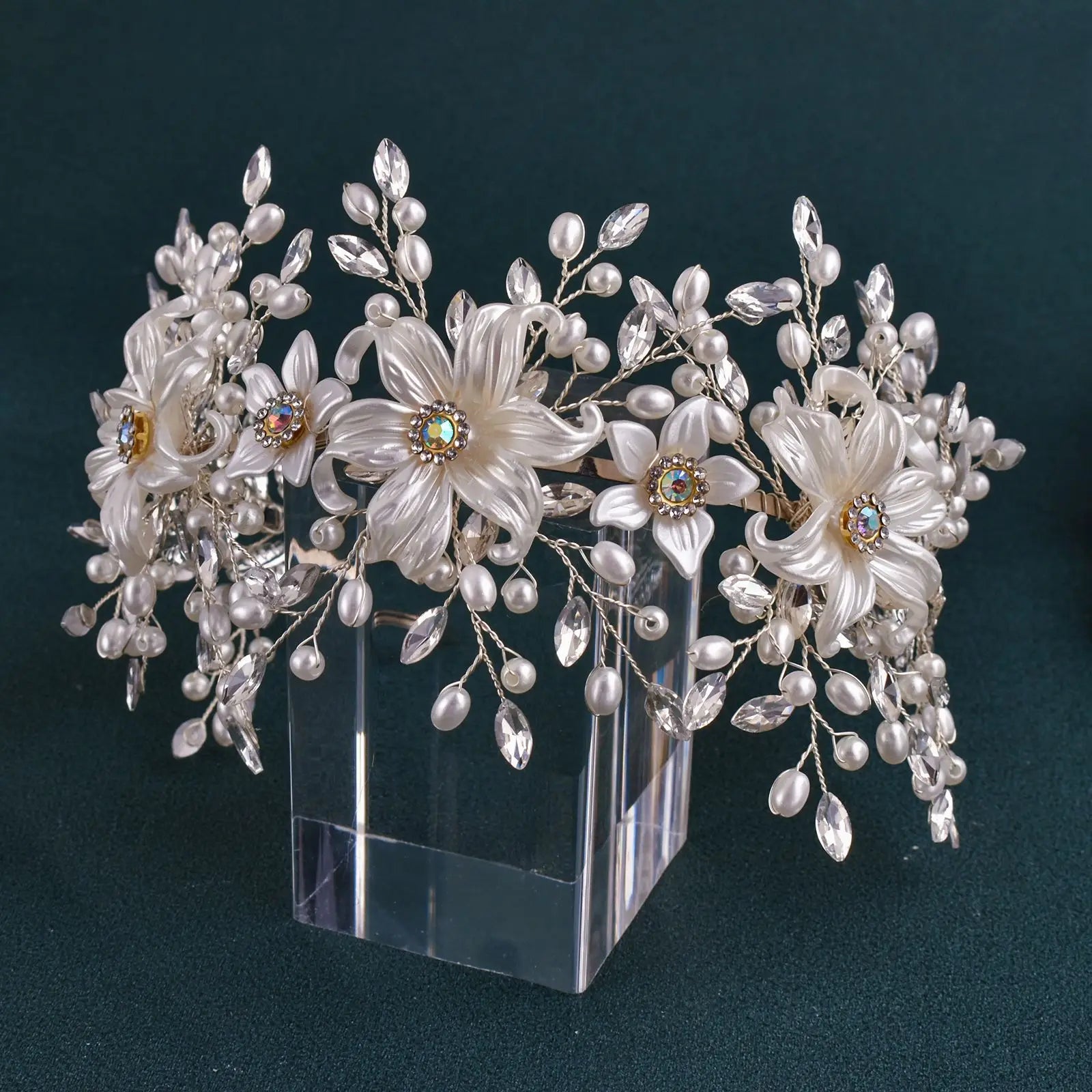 DZ023 Fashion Wedding Headpiece Crystal Pearl Hair Piece 2022 Bridal Tiara Dinner Party Headdress  For Women Bride Headwear
