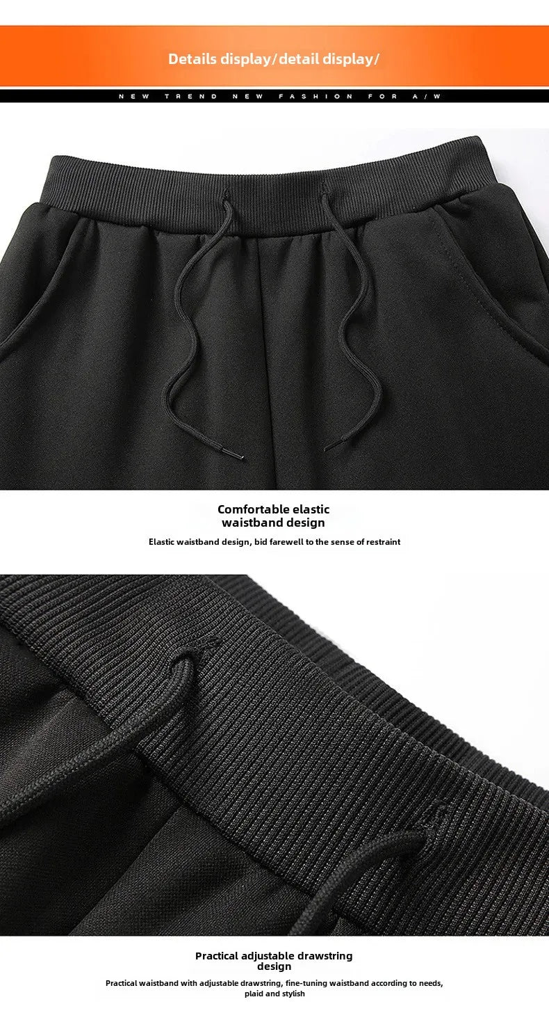 Winter Thickened Fleece-Lined Casual Pants Men's Loose-Fit Sweatpants Trendy Youth Sweatpants Bunched Feet Pants Casual Pants