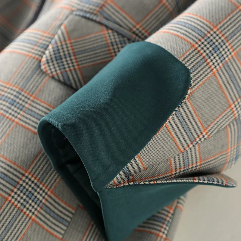 New Fashion Business Interview Plaid Suits Women Work Office Ladies Long Sleeve Spring Casual Blazer