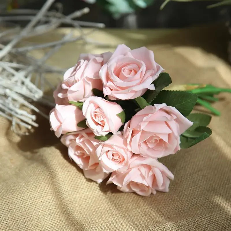 9 Head Artificial Bouquet Rose Bouquet Wedding Decor Artificial Flower Home Decoration Accessories Silk Flowers