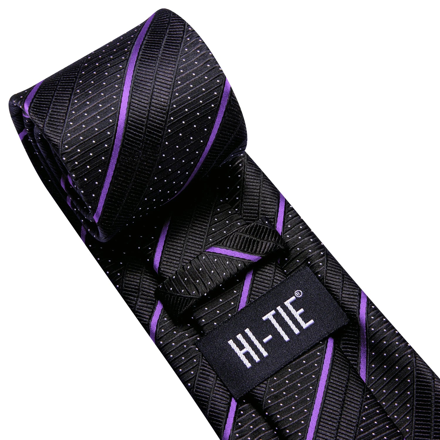 Hi-Tie Striped Black Purple Red Green Men Elegant Necktie Hanky Cufflinks for Tuxedo Fashion Classic Silk Luxury Tie for Man