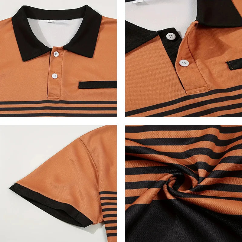 Summer Men's Short sleeved Polo Shirt Business Casual Collar T-shirt Plus Size Breathable Top European and American Plus size