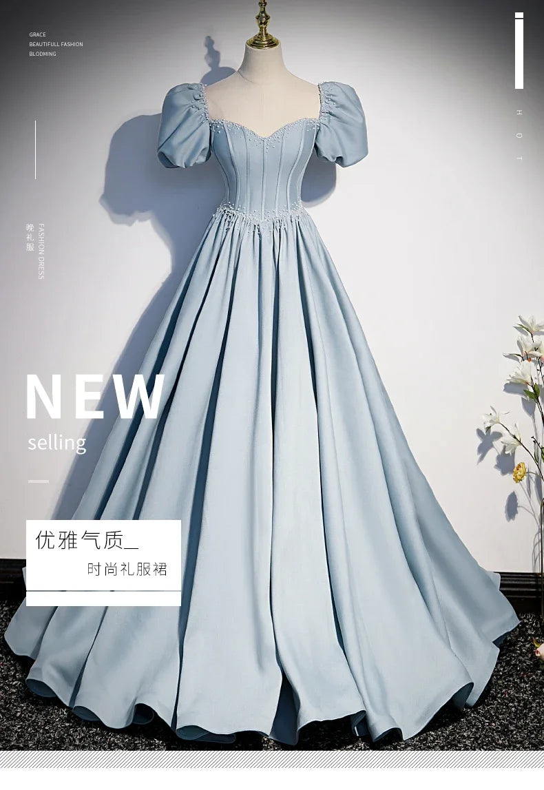 BeitifuBaby Palace Style Women's Evening Dresses Light Luxury Satin Lace-up Slimming Banquet Ball Gown Skirt Prom Dress Vestidos