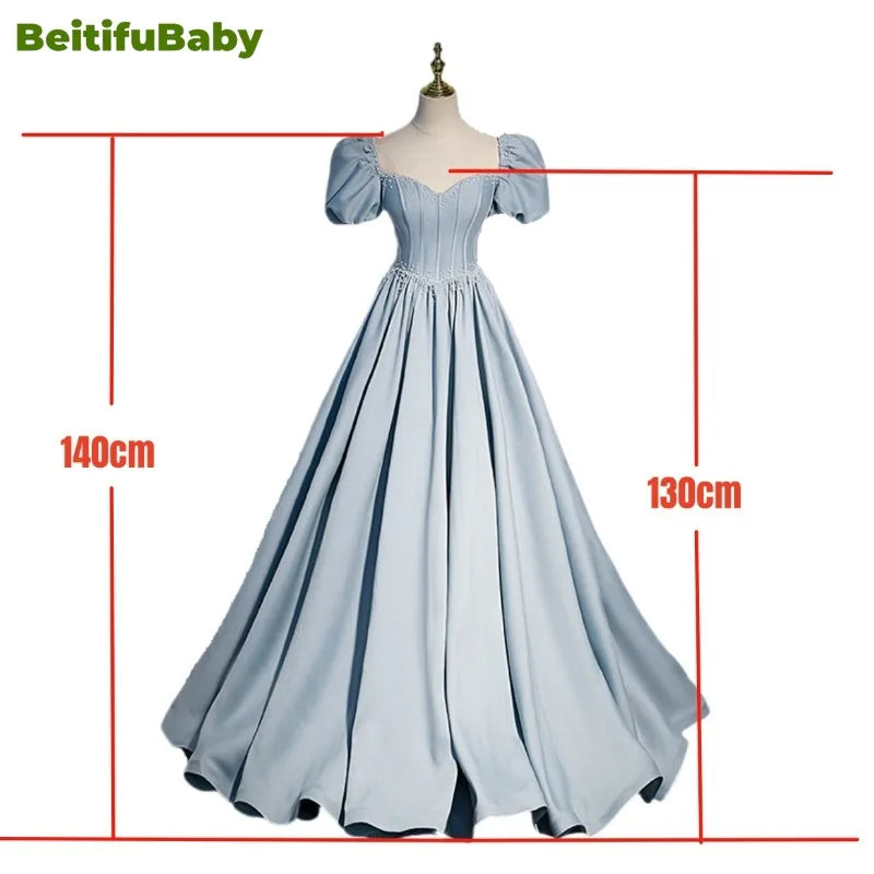 BeitifuBaby Palace Style Women's Evening Dresses Light Luxury Satin Lace-up Slimming Banquet Ball Gown Skirt Prom Dress Vestidos