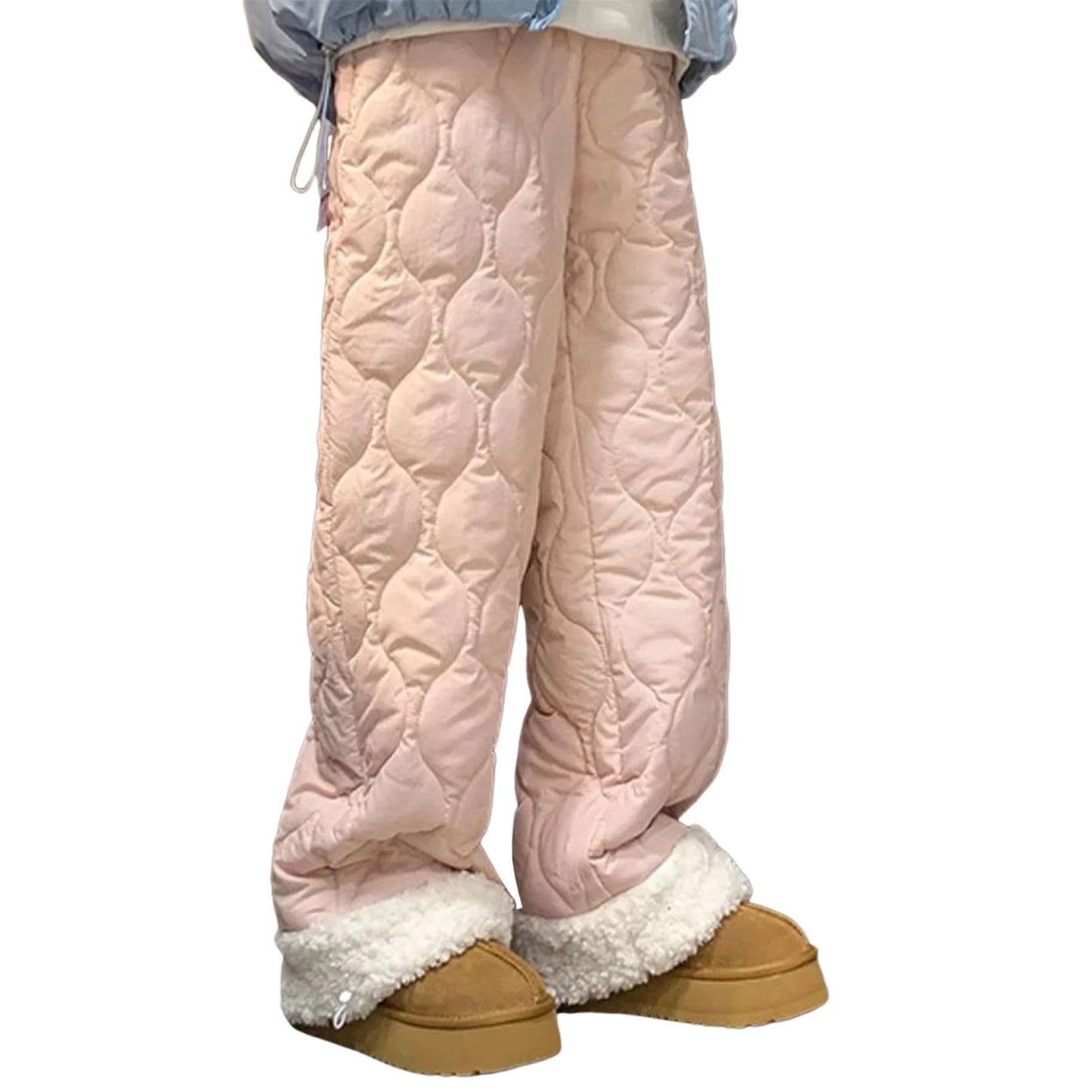 Winter Down Pants Fleeces Lines Windproof Women High Waist Warm Trousers Ultra Warm Water Repellent Loose Trousers 2025