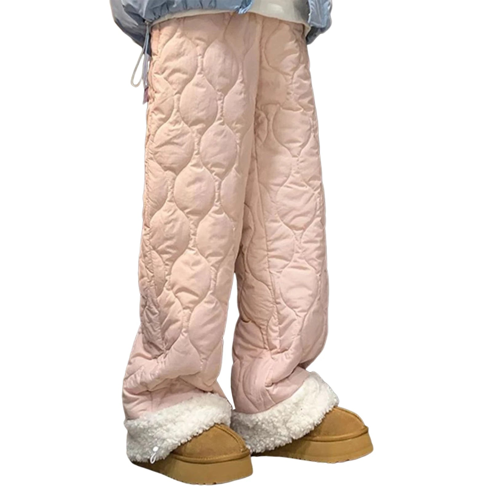 Winter Down Pants Fleeces Lines Windproof Women High Waist Warm Trousers Ultra Warm Water Repellent Loose Trousers 2025