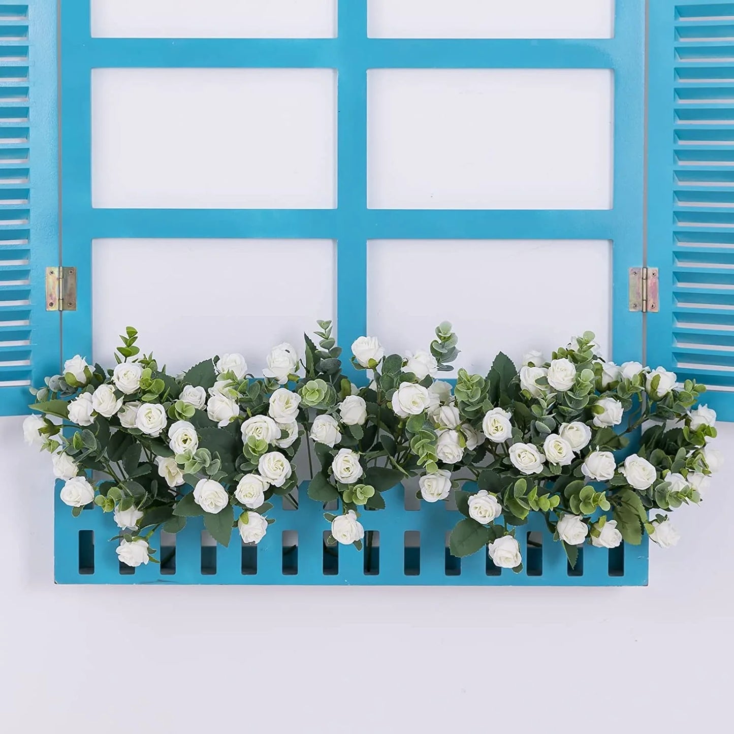 10 Heads Artificial Flower Silk Rose white Eucalyptus leaves Peony Bouquet Fake Flower for Wedding Table Party Vase Home Decor