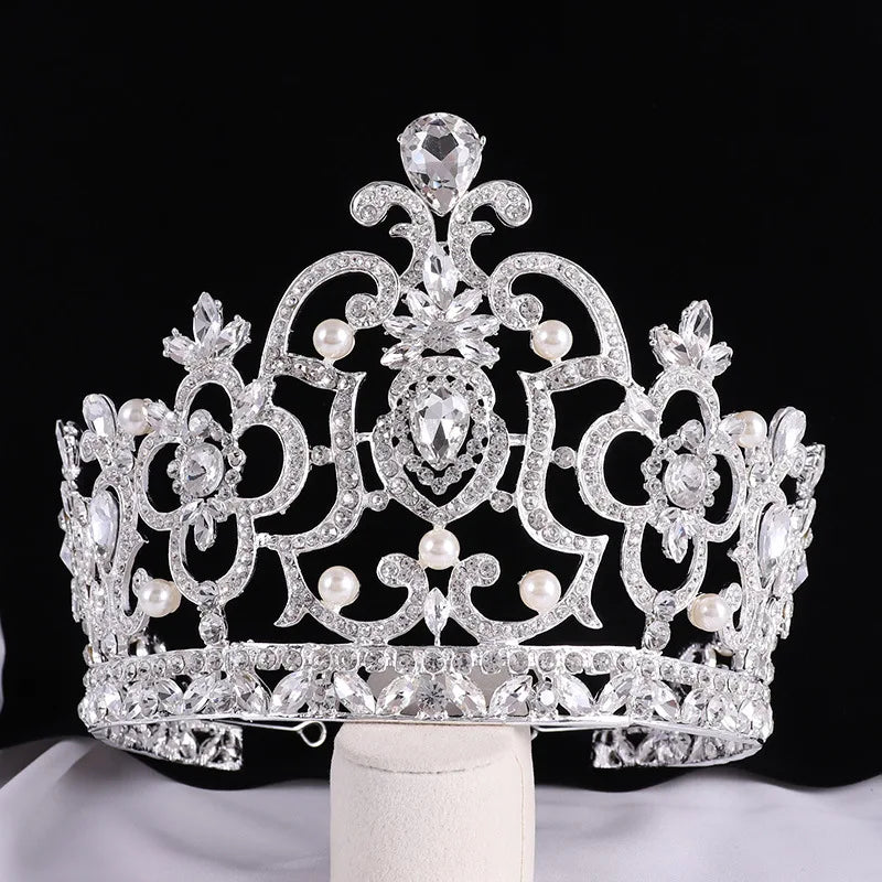 Fashion Wedding Big Crown Bridal Hair Accessories Vintage Big Rhinestone Headbands Romantic Crown Tiaras Party Decoration