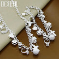 DOTEFFIL 925 Sterling Silver Heart Ball Cross Star Pendant Necklace Bracelets Set For Women Wedding Engagement Jewelry