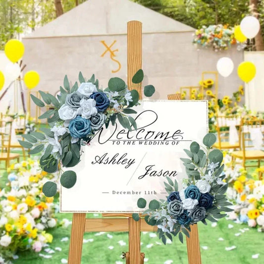 Hot Selling Blue and White Rose Artificial Bouquet High-end Wedding Table Staircase Decoration Handmade DIY Finished Product