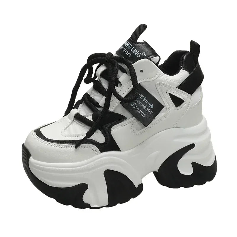High Platform Sneakers Women 2023 Thick Sole Sports Ladies Trainers Vulcanized Shoes Woman Chunky Sneakers Zapatillas Mujer 10CM