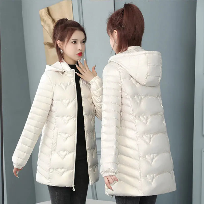 2023 New Winter Jacket Long Coats Women  Hooded Glossy DownCotton Jacket Warm Casual Parka Padded Cotton Coat Female