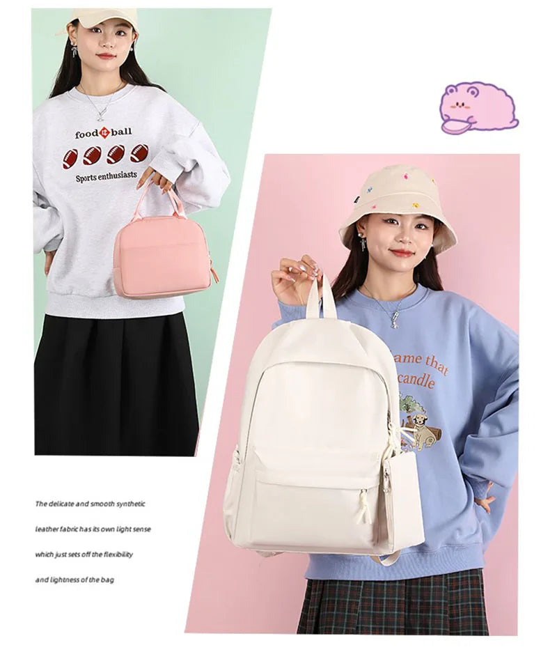 3pcs/Set My Melody Backpack with Lunch Bag for Teenagers Student School Bags Casual Comfortable Travel Set
