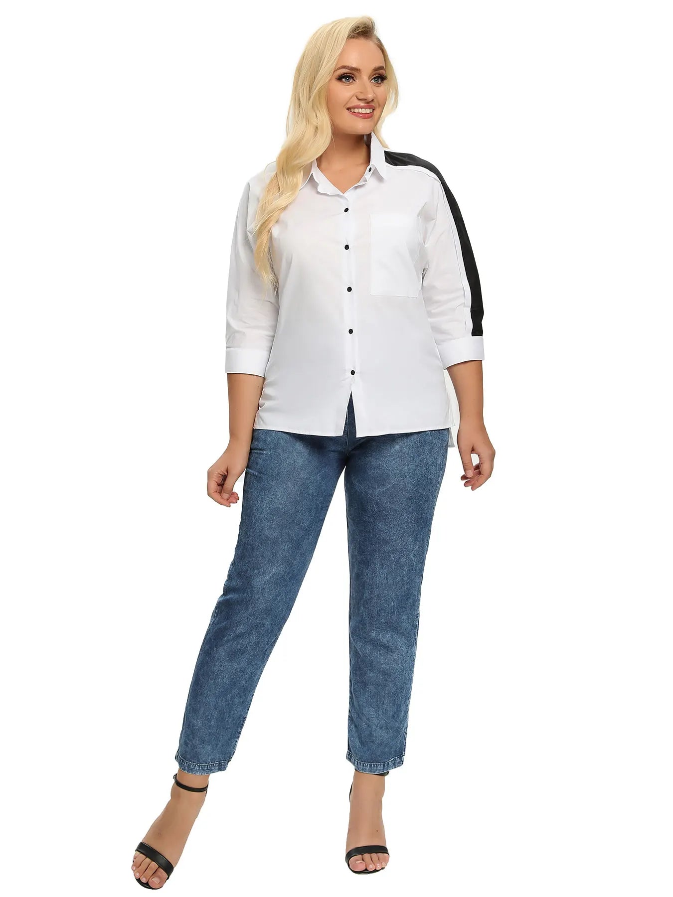 Women Plus Size Woven Spring And Autumn Fashionable Shirt