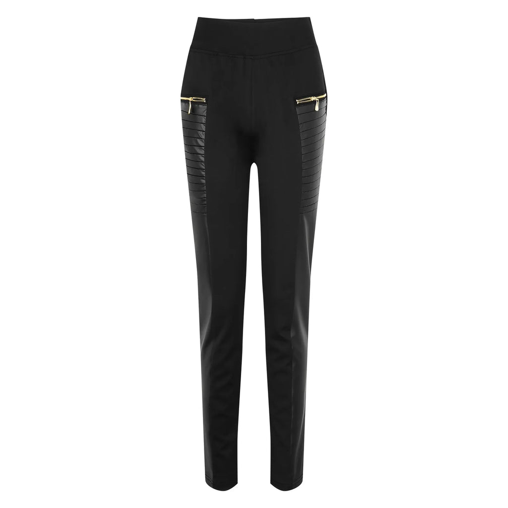 Sexy Fashion Women'S Faux Leather Pants Contrast Zipper Design High Waist Skinny Trousers High Waist Skinny Push Up Leggings