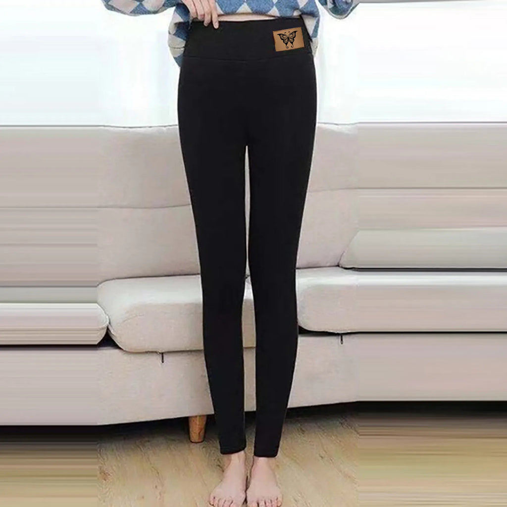 Winter Women Leggings Fleece Lined Velvet Keep Warm Pants High Waist Leggings Solid Color Comfortable Stretchy Thermal Trousers